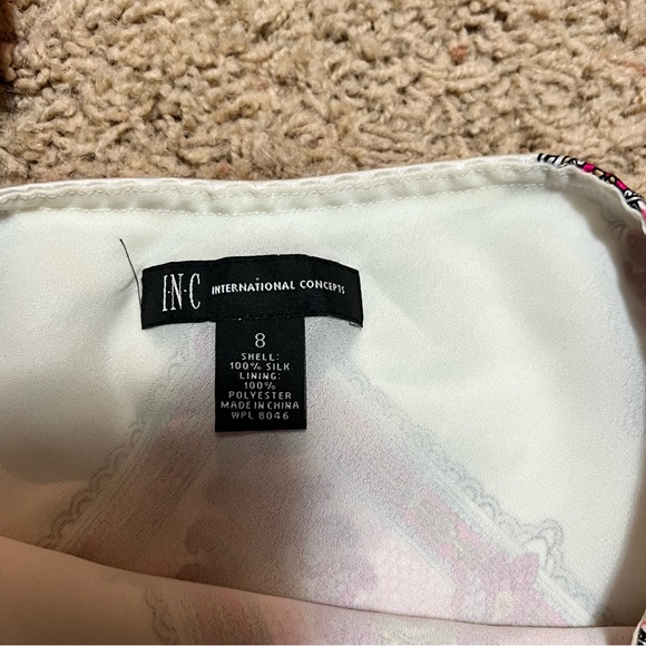 INC International Concept 100% Silk Pink Paisley Halter Top Women’s Size 8 - Picture 2 of 5